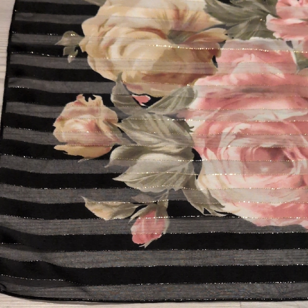 Floral Striped Square Scarf - Picture 2 of 4